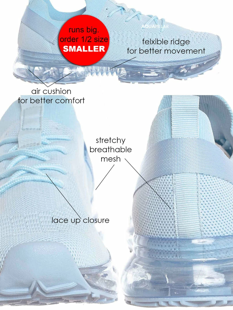 Forever Link Flow19 Stretch Elastic Mesh Sneaker - Festival Lace Up Rubber Air Bubble Cushion
