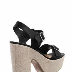 Bamboo Special05 Retro Raffia Woven Clog - Wrapped Sculpted Chunky Block Heel Platform New