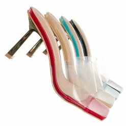 Wild Diva New Bambia02 Metal Heel Lucite Mule - Women Clear Slipper