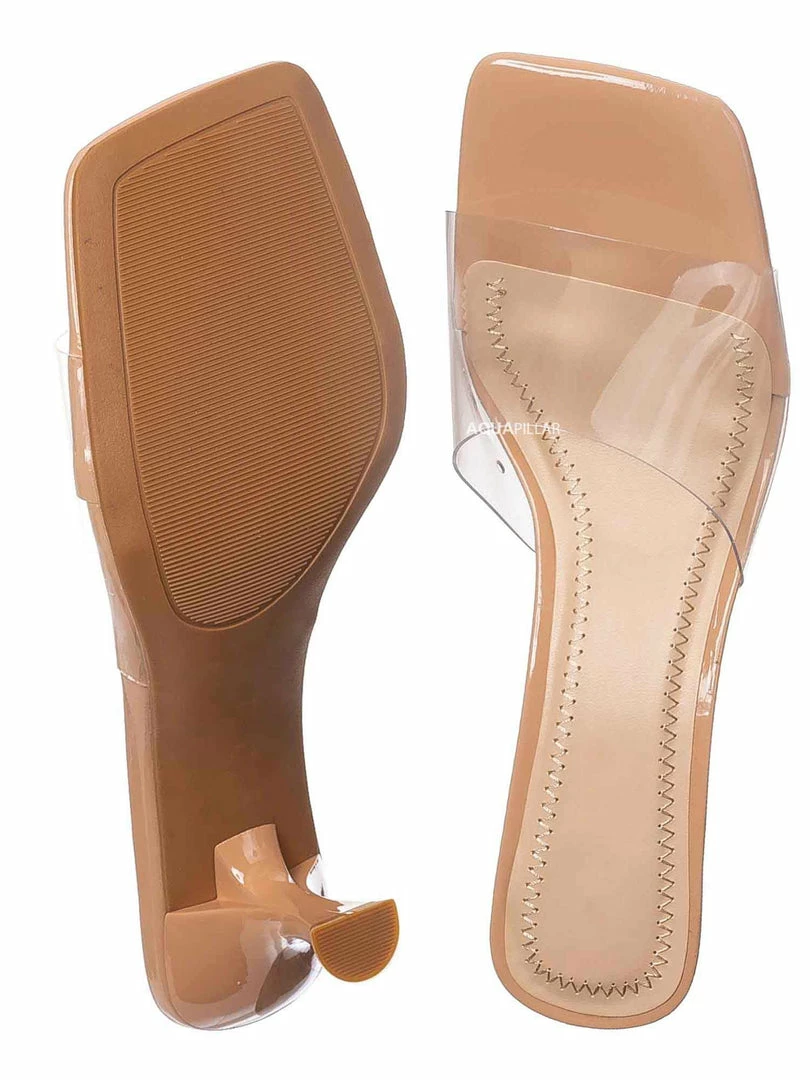 Anne Michelle Align03 Square Toe Slide In Mule - Women High Heel Slipper Cow Vinyl New