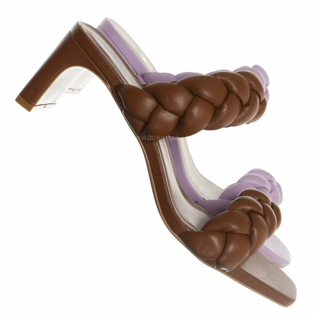 Soda Alto Block Heel Woven Slipper - Women Braided Sandal