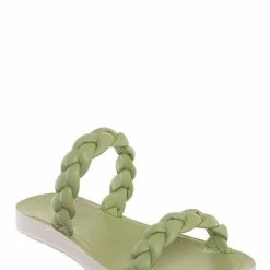 Soda Joyful Puffy Braided Flat Sandal, Women's Comfy Slipper New