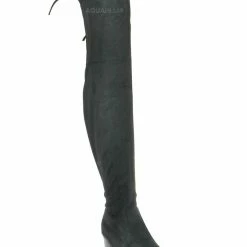 Forever Link New Life30 Thigh High Block Heel Boots - Women Rear Tie Shoe