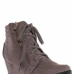 Forever Link Peggy56 90's Zip Hidden Wedge Sneaker - Athleisure Lace Up Casual Heel