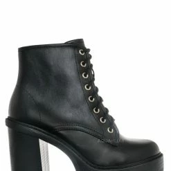 Soda Volume High Heel Combat Boots - Lace Up Military Threaded Shoes New