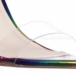Anne Michelle New Exception10 Lucite Neon Stiletto Sandal - Women Clear High Heel Pointed Toe Shoe