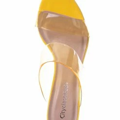 CityClassified Lisa Clear Lucite Glass High Heel Slipper - Women Vinyl Slip On Mule Sandal New