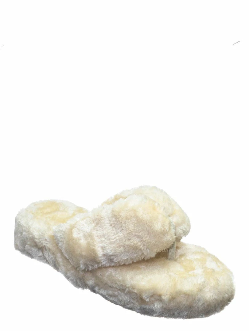 Bamboo New Warmness05 Fluffy Faux Rabbit Fur Sandal - Flatform Thong Flip Flop Slipper