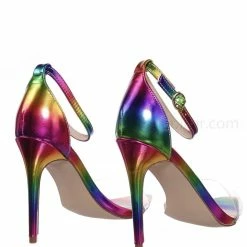 Anne Michelle New Exception10 Lucite Neon Stiletto Sandal - Women Clear High Heel Pointed Toe Shoe