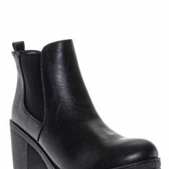 Bamboo Status50 Block Heel Chelsea Boot - Chunky Block Heel Zip Up Ankle Bootie New