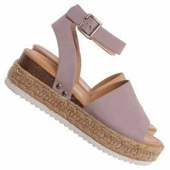 Soda Topic Espadrille Jute Rope Wrap Platform Flatform Rubber Shark Tooth Flat Sandal
