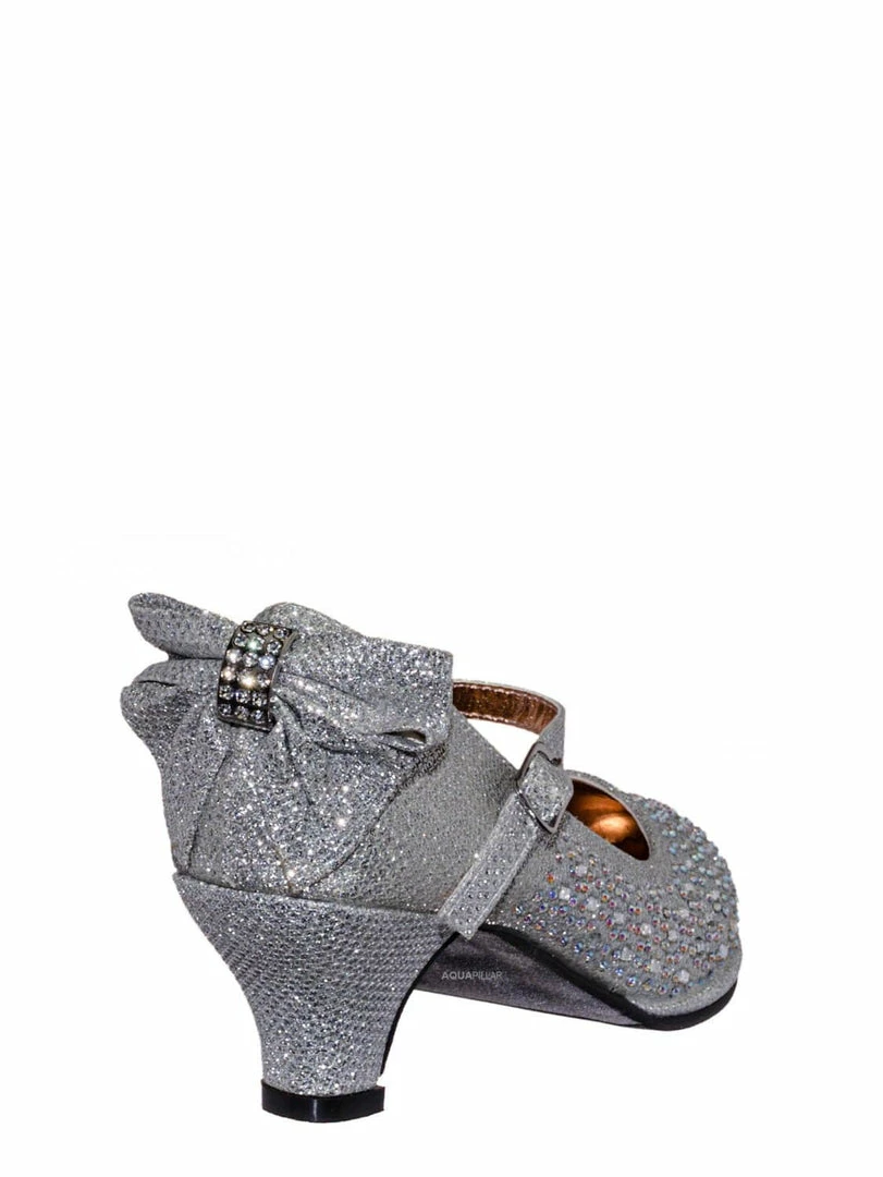 Little Angel Tasha004E Girl Rhinestone Crystal Mary Jane Pump - Kids Block Heel Dress Shoes New