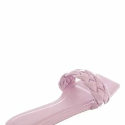 Bamboo Block19 Woven Braided Band Slipper - Womens Open Squared Toe Slip On Flat Sandal