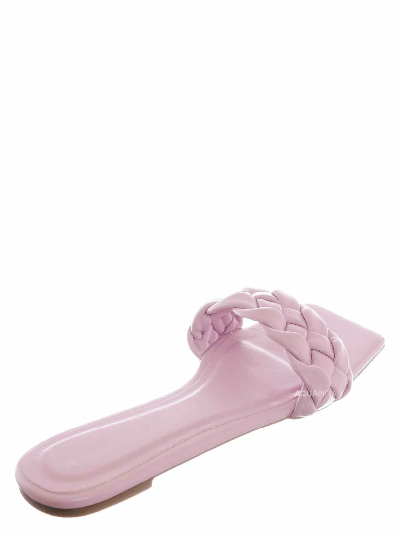 Bamboo Block19 Woven Braided Band Slipper - Womens Open Squared Toe Slip On Flat Sandal