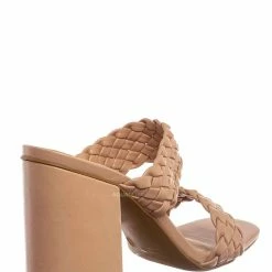 Bamboo New Milestone13 Thin Woven Block Heel Slide - Women Slipper Shoes