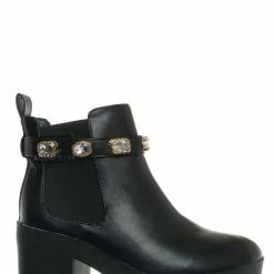 Bamboo Vista14 Rhinestone Block Heel Chelsea Boots - Womens Ankle Bootie