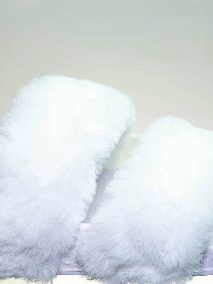 Bamboo Liv04 Faux Fur Footbed Slides - Cozy Double Strap Furry Contour Slide In Sandals