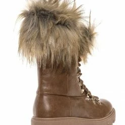 Bamboo Force11 Faux Fur Combat Boots - Fluffy Military Vegan Furry Shoes New