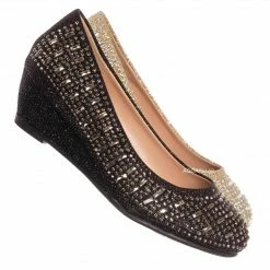 Forever Link Fisher3K Girls Kids Rhinestone Embellished Low Wedge Pump New