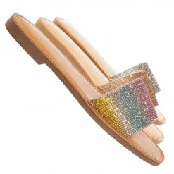 Soda Justice Rhinestone Crystal Flat Slides - Womens Shimmering Slipper Summer Sandal New