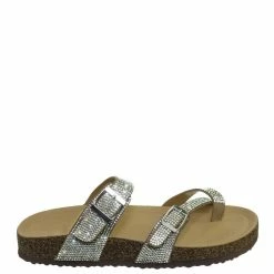Bamboo Berk03 Rhinestone Molded Footbed Sandal - Women Crystal Slide In Contour Insole New