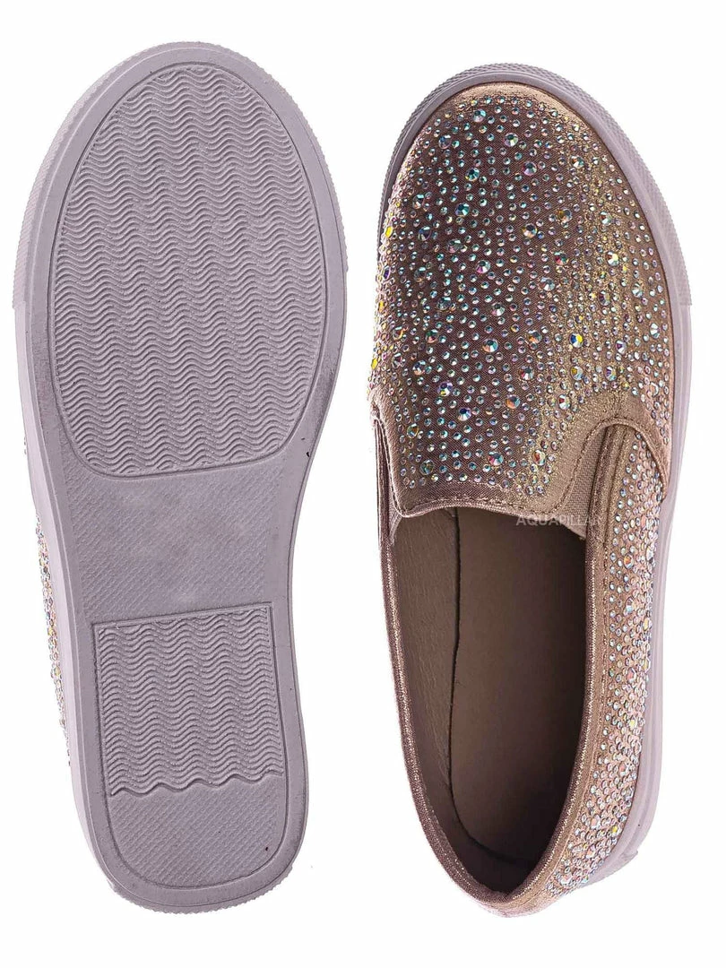 Forever Link Design08K Children Rhinestone Crystal Slip On Sneaker - Kids Girl Sporty Loafer New