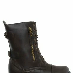 Forever Link New Mountain81 Grungy Lace Up Combat Boots - Men Womens Calf High Shoe