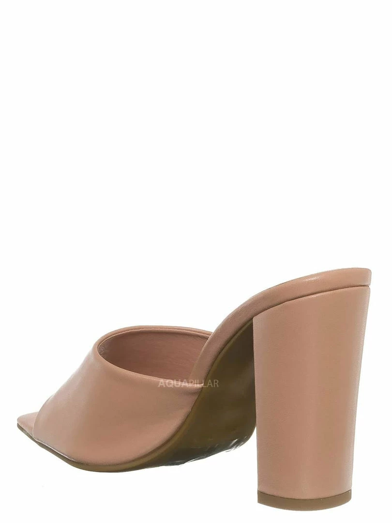 Top Moda Pita5 Block Heel Slip On Mule - Women Slide In Slipper Shoes