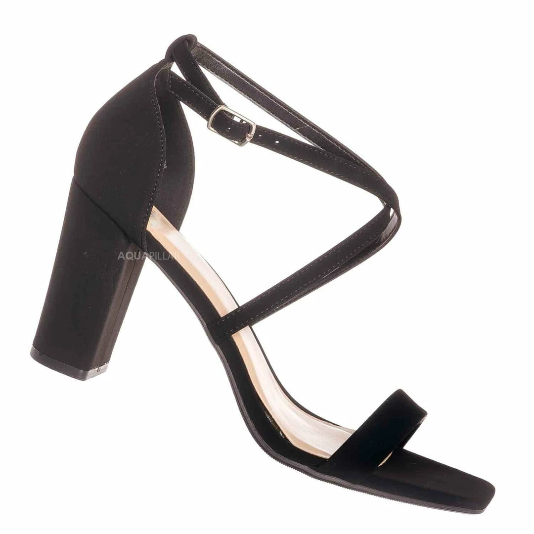 Delicious Flyaway Retro Block Heel Thin Strap Sandal - Women Dress Shoes New