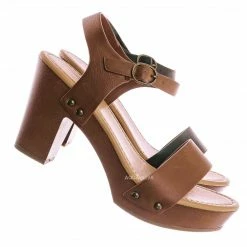 Bamboo Check Lightweight Wood Block Heel Clog - Wide Fit Boho One Piece Sculpted Sandal