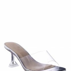 Bamboo New Water04 Clear High Heel Slip-On Mule, Womens Lucite Sandal