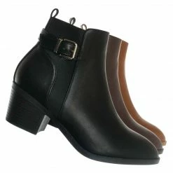 Top Moda Zandra59 Half Chelsea Ankle Bootie - Womens Belted Strap Boot New