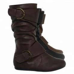 Forever Link New Klein80K Children Flat Boots - Kids Slouch Buckle Shoe