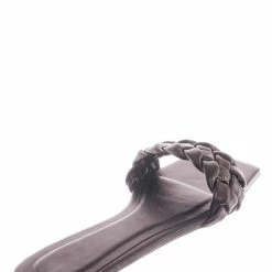 Bamboo Block19 Woven Braided Band Slipper - Womens Open Squared Toe Slip On Flat Sandal