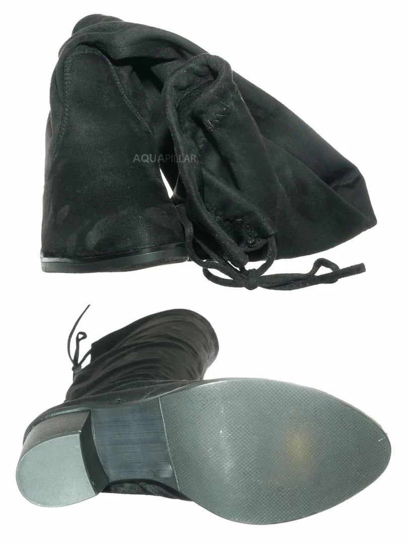 Forever Link New Life30 Thigh High Block Heel Boots - Women Rear Tie Shoe