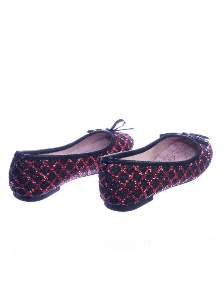 Forever Link New Karra46 Children Girls Fancy Round Toe Ballet Flat W Criss Cross Glitter