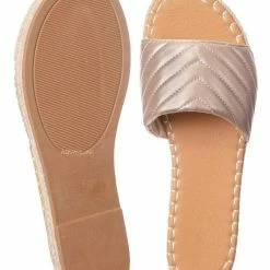Bamboo New Healer12 Quilted Espadrille Flatform Slides - Women Platform Flat Sandal