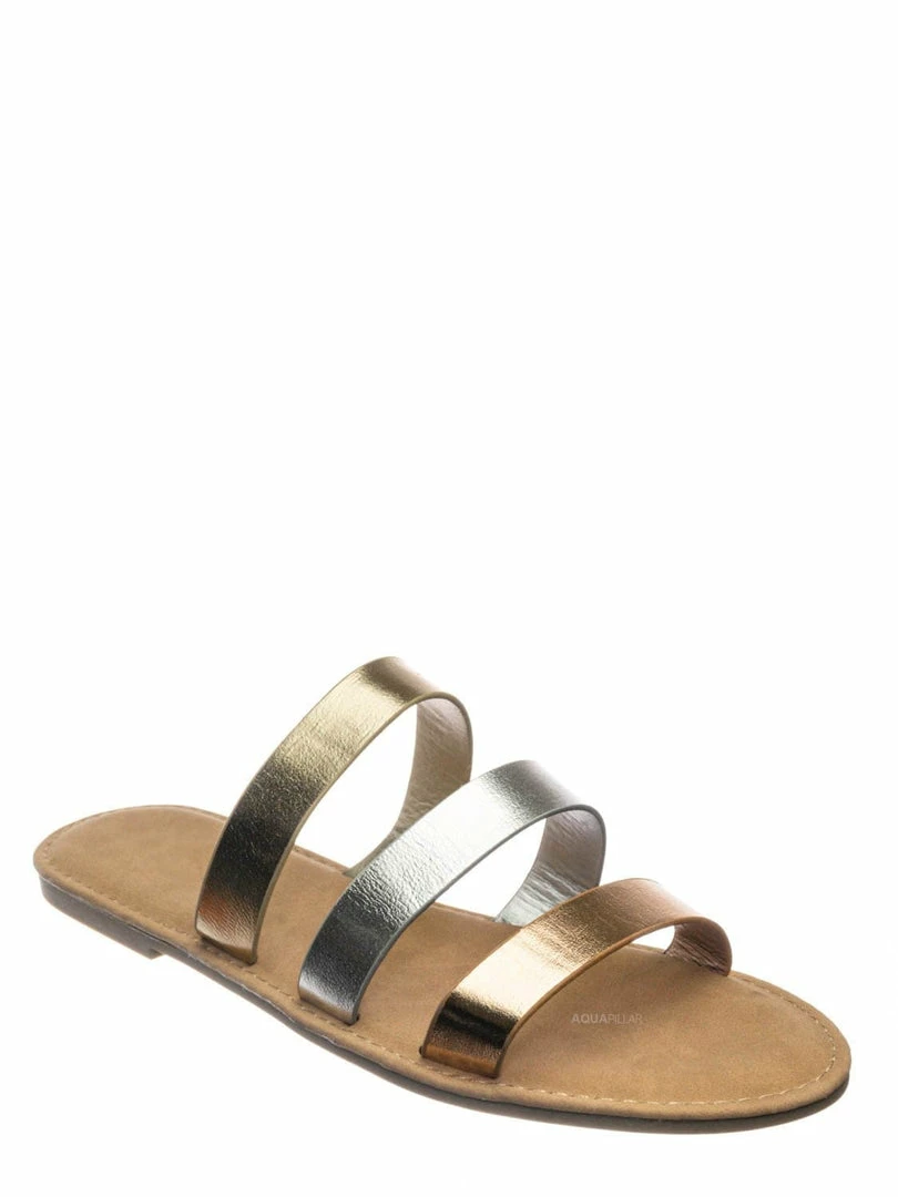 Sunny Feet Waterfront70 3 Strap Open Toe Slide In Sandal - Women Color Block Slippers
