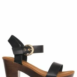 Top Moda New Melissa1 Clog Block Heel Platform Sandal-Lightweight Wooden Comfort Sandal