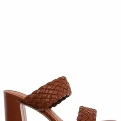 X2B Meg1 Block Heel Braided Mule, Women's Chunky Slide Sandal