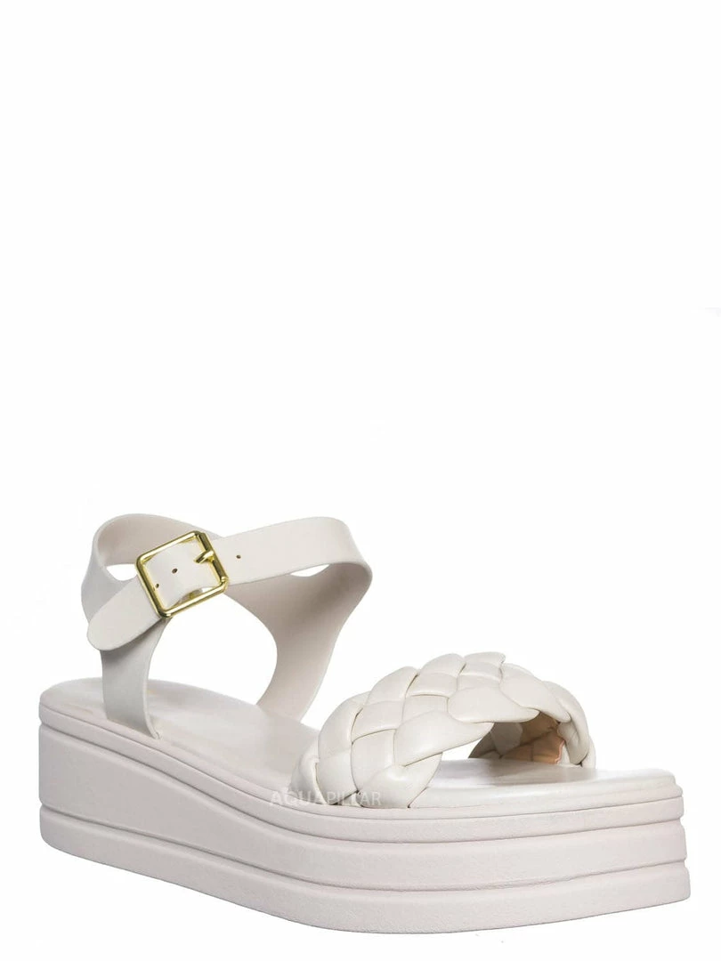 Soda New Rowdy Braided Flatform Sandal, Womens Quarter Strap Flat Platform
