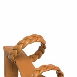 Soda Found Braided 3.5 Inch Block Heel Sandal - Women Thin Slide In Dress Mule