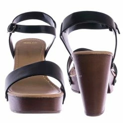 Bamboo Check Lightweight Wood Block Heel Clog - Wide Fit Boho One Piece Sculpted Sandal