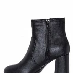 Bamboo Underlined01 Platform Block Heel Bootie - Women Croc & Suede Ankle Pump Boot New
