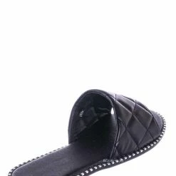 Top Moda New Mick1 Matelassé Quilted Sliders W Metal Stud Welt - Stitch Punk Rock Slipper