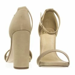 Delicious ShinerD Block Heel Ankle Strap Sandal 4 Inch High, Women Thin Strappy Formal Open Toe Minimalist Chunky Dress Shoes New