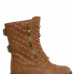Forever Link New Mountain82K Boy Girls Quilted Lace Up Combat Boots
