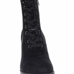 Bamboo Pilate09 Block Heel Combat Bootie - Lug Sole Lace Up Goth Victorian Ankle Boots