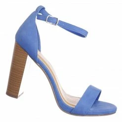 Delicious ShinerD Block Heel Ankle Strap Sandal 4 Inch High, Women Thin Strappy Formal Open Toe Minimalist Chunky Dress Shoes New