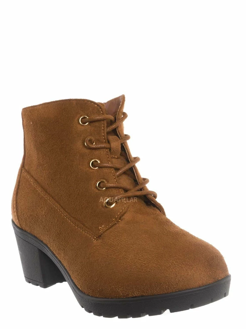 Forever Link Plus11K Girl's Block Heel Combat Ankle Bootie New